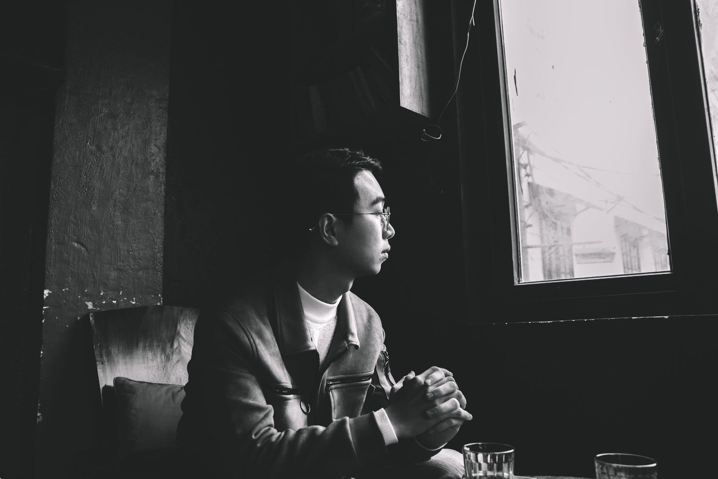 May be a black-and-white image of 1 person